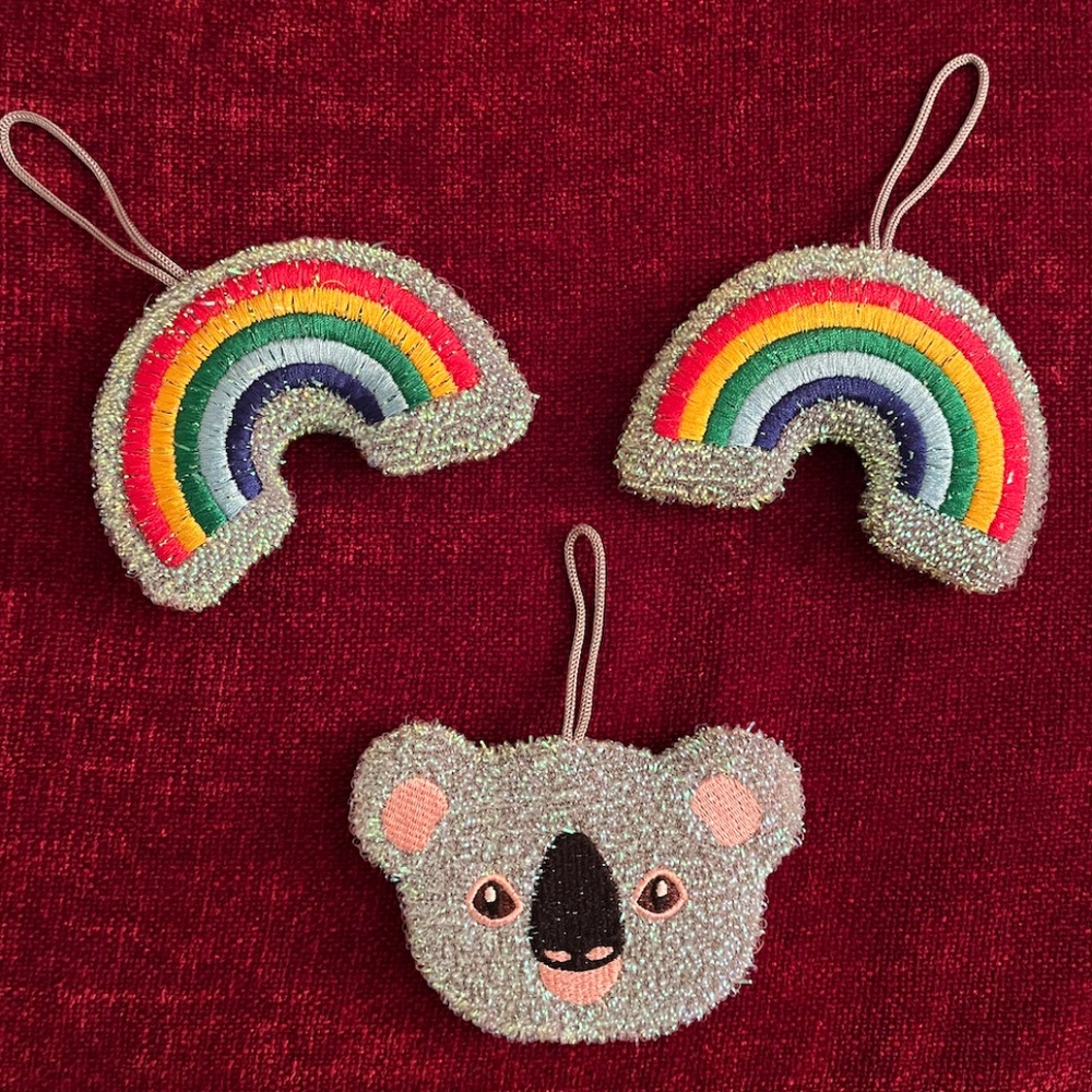 NEW Koala & Rainbow Scrubby Pad Set – THREE PIECES Sparkly Kitchen Cleaning Fun!